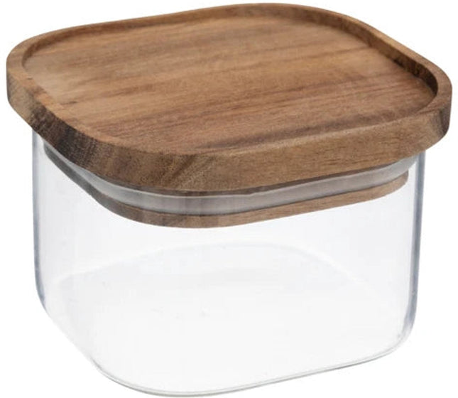 5Five glazen voorraadpot met houten deksel van acacia – 400 ml, luchtdicht