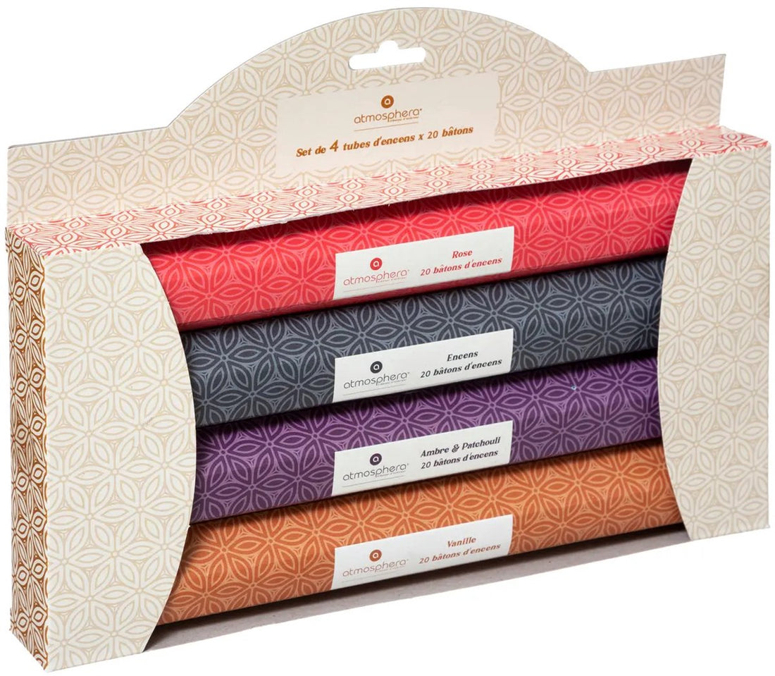 Atmosphera wierook giftset – 4 doosjes, 4 geuren, 80 stokjes