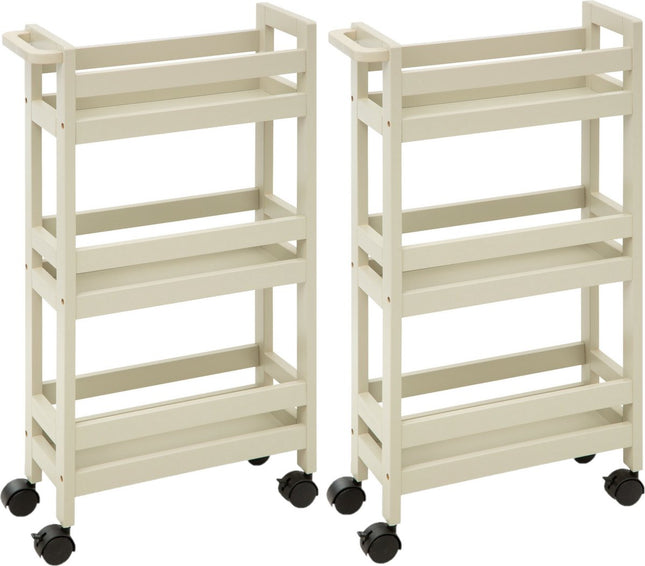 5Five smalle keukentrolley, set van 2 – 3 lagen, crème wit, 15 x 40 x 75 cm