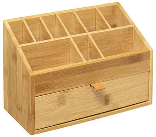 5Five Ladeblokje / bureau organizer 1x lades - bamboe hout - L26 x B12 x H18 cm - lichtbruin - pennenbak