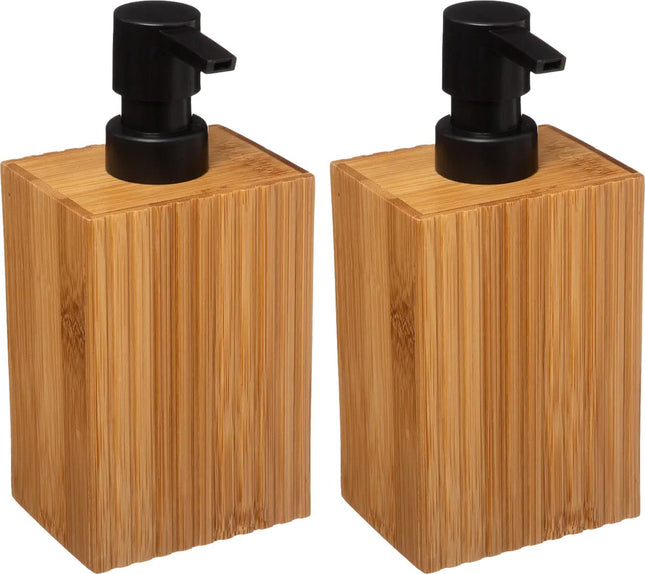 5Five zeeppompje van bamboe, set van 2 – houten zeepdispenser 280 ml
