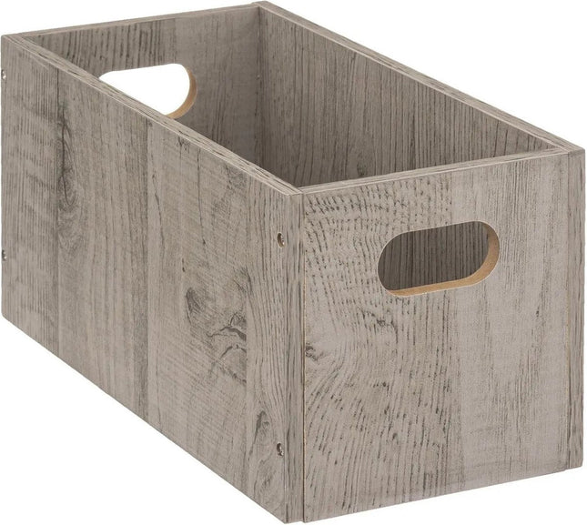 5Five Panier de rangement / panier d'étagère en bois - gris - 7 litres - 31 x 15 x 15 cm - Boîtes de rangement - Paniers pour étagère à casiers