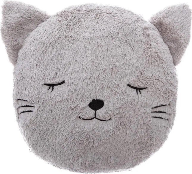 Atmosphera Kids kattenkussen grijs – kinderkussen in kattenkopvorm, Ø 28 cm