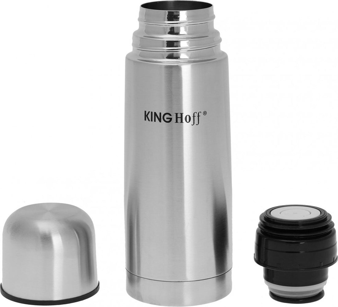 Kinghoff 4051 thermosfles 330 ml (0,33 l) – dubbelwandig RVS, grijs
