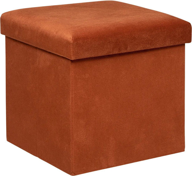 Atmosphera opvouwbare poef Amber met opbergruimte – terracotta, Ø 38 cm