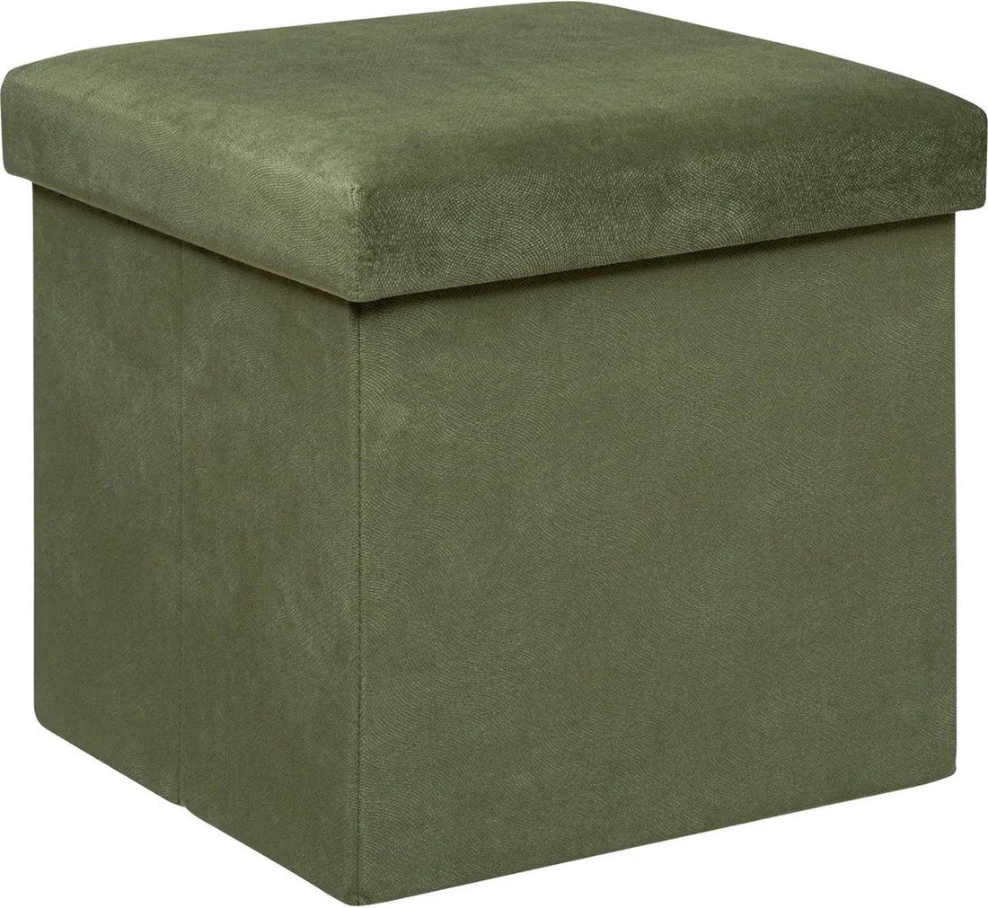 Atmosphera Poef / krukje / hocker Amber - Opvouwbare zit opslag box - fluweel Dennengroen - D38 x H38 cm - MDF / polyester