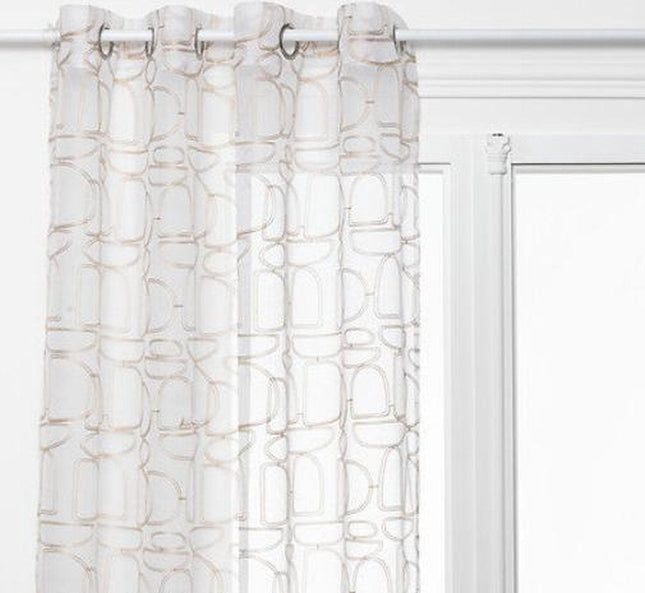 Atmosphera Hania Gordijn bedrukt 140 x 240 cm - Kant en klaar met ringen - Beige