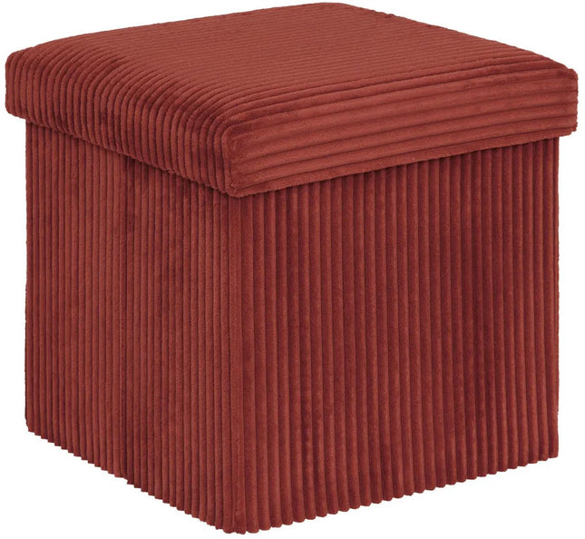Atmosphera hocker Essestial Ribcord – opvouwbare poef, donkerrood, 38 cm