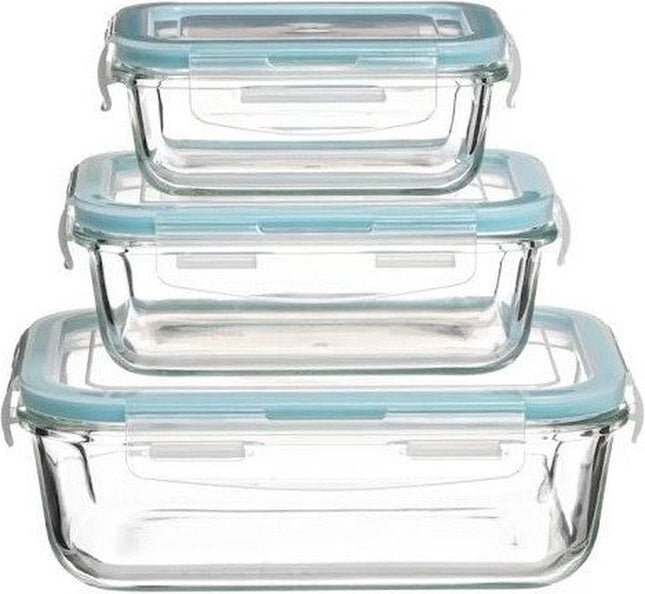 Set van 3 glazen lunchboxen – ovenvaste bewaarbakjes met deksel