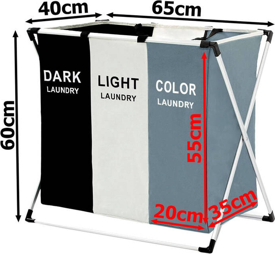 Freestanding Laundry Hamper with 3 Compartments – 135L Organizer