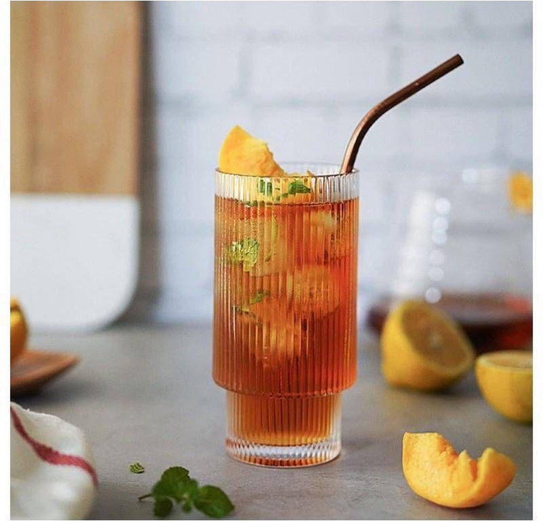 Geribbelde drinkglazen, set van 6 – ribbelglazen van 300 ml, stapelbaar