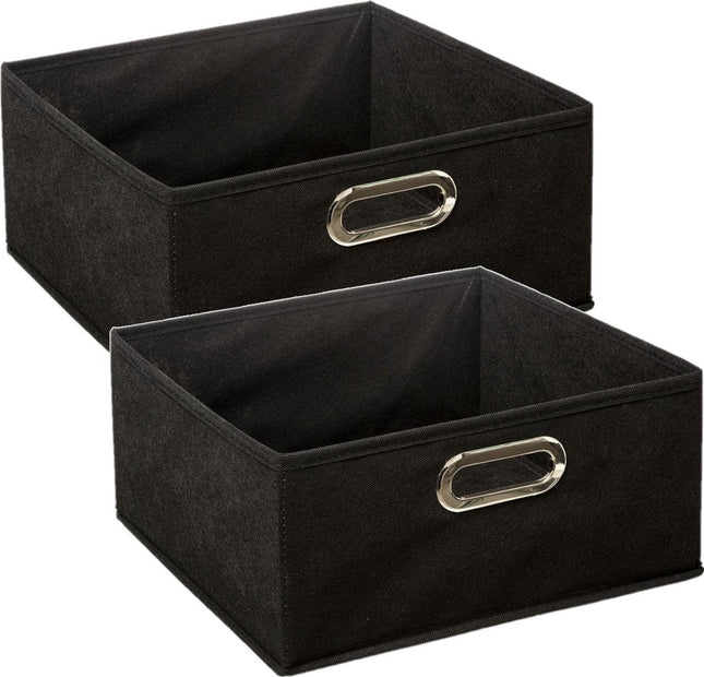 5Five opbergmand zwart – set van 2 kastmanden, 14 liter, 31 x 31 x 15 cm