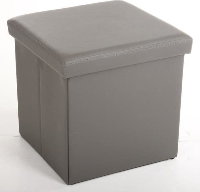 Atmosphera opvouwbare poef met opbergruimte – grijze hocker van PVC, 38 x 38 cm