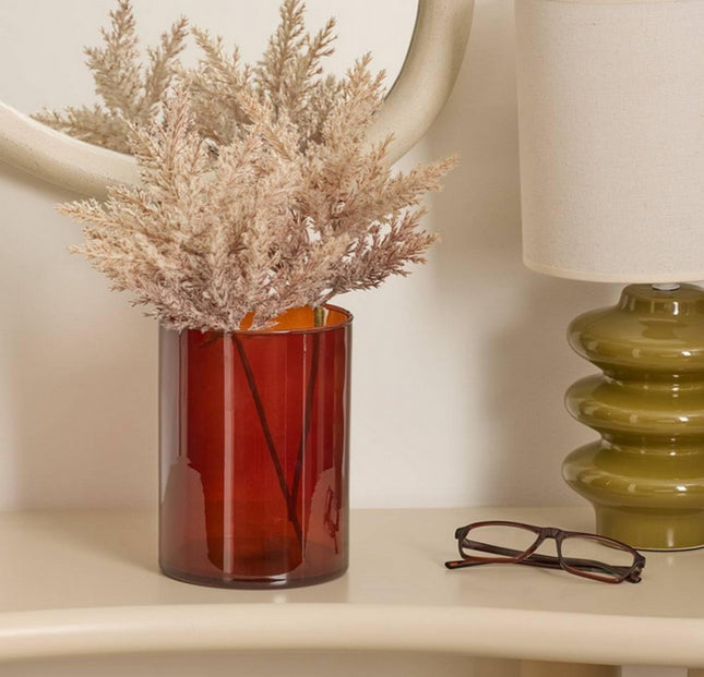 Lidy glazen vaas amber bruin – bloemenvaas 20 cm hoog, Ø 14 cm