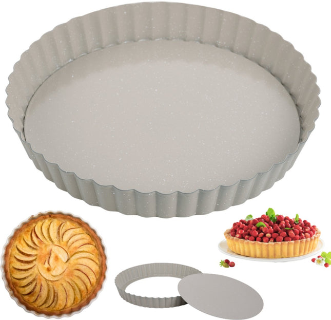 Kinghoff KH-1969 quiche- en taartvorm met losse bodem – Ø 25 cm, marmermotief