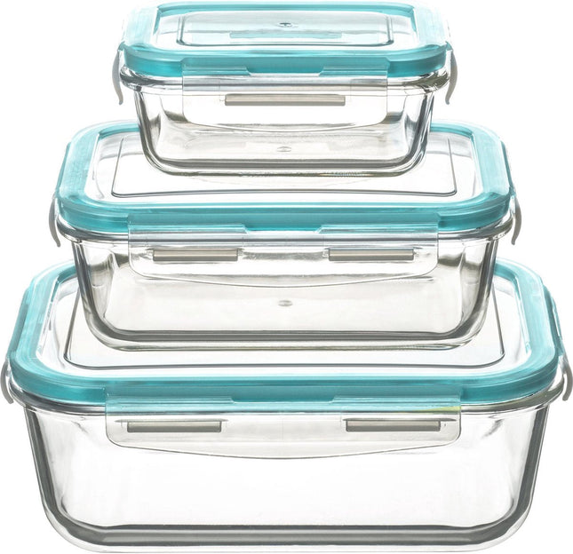 5Five magnetronschalen set van 3 – glazen voorraaddozen 0,3, 0,8 en 1,7 liter