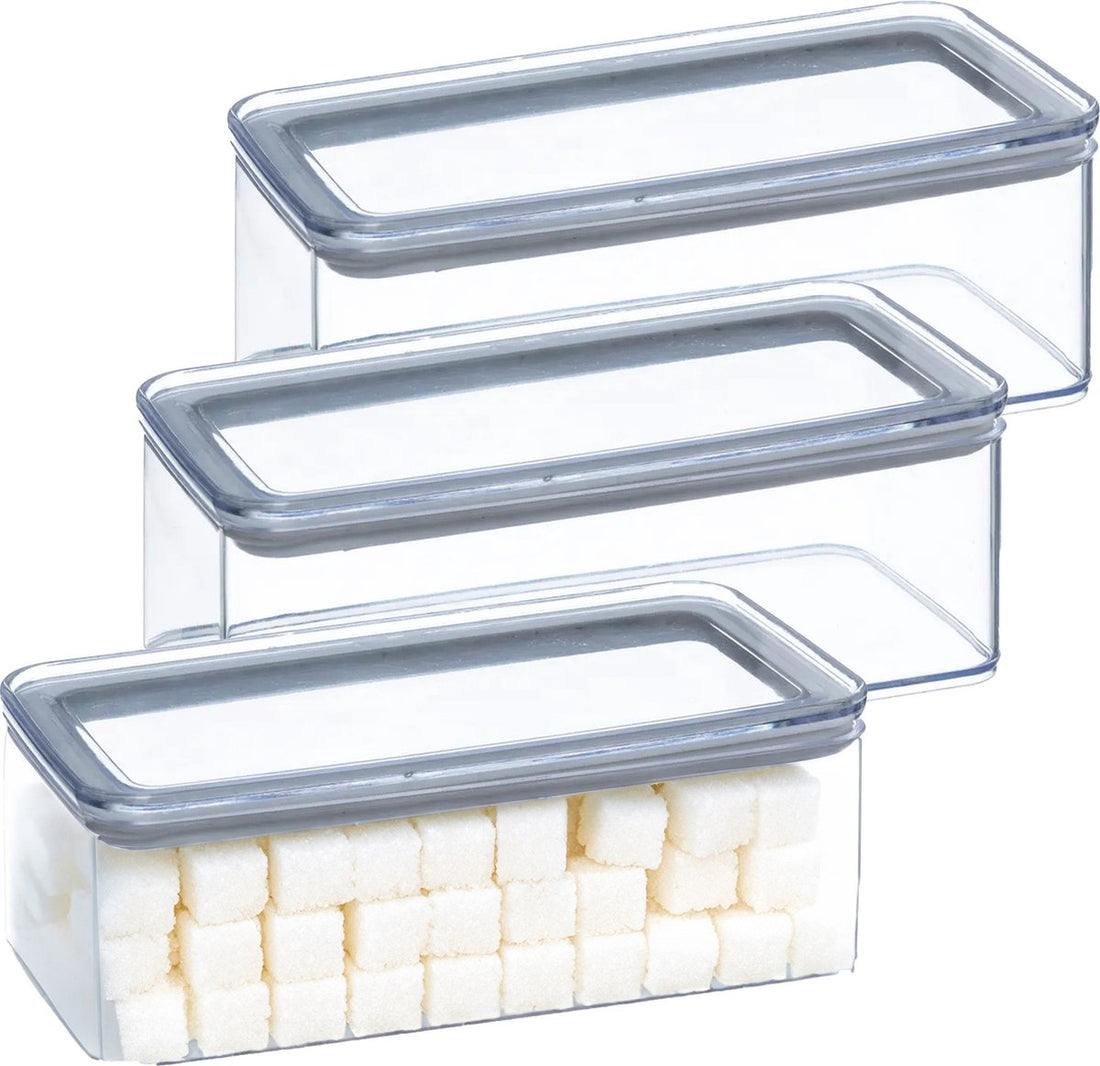 5Five Storage Jar - 4x - kitchen / food - plastic - 1000 ml - airtight lid - transparent - 20 x 10 x 7 cm