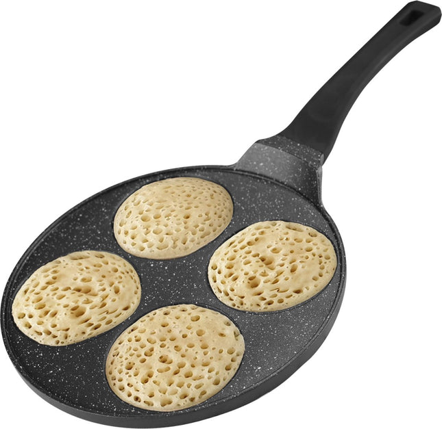Pannenkoekenpan 4-kops – flensjespan met marmeren antiaanbaklaag