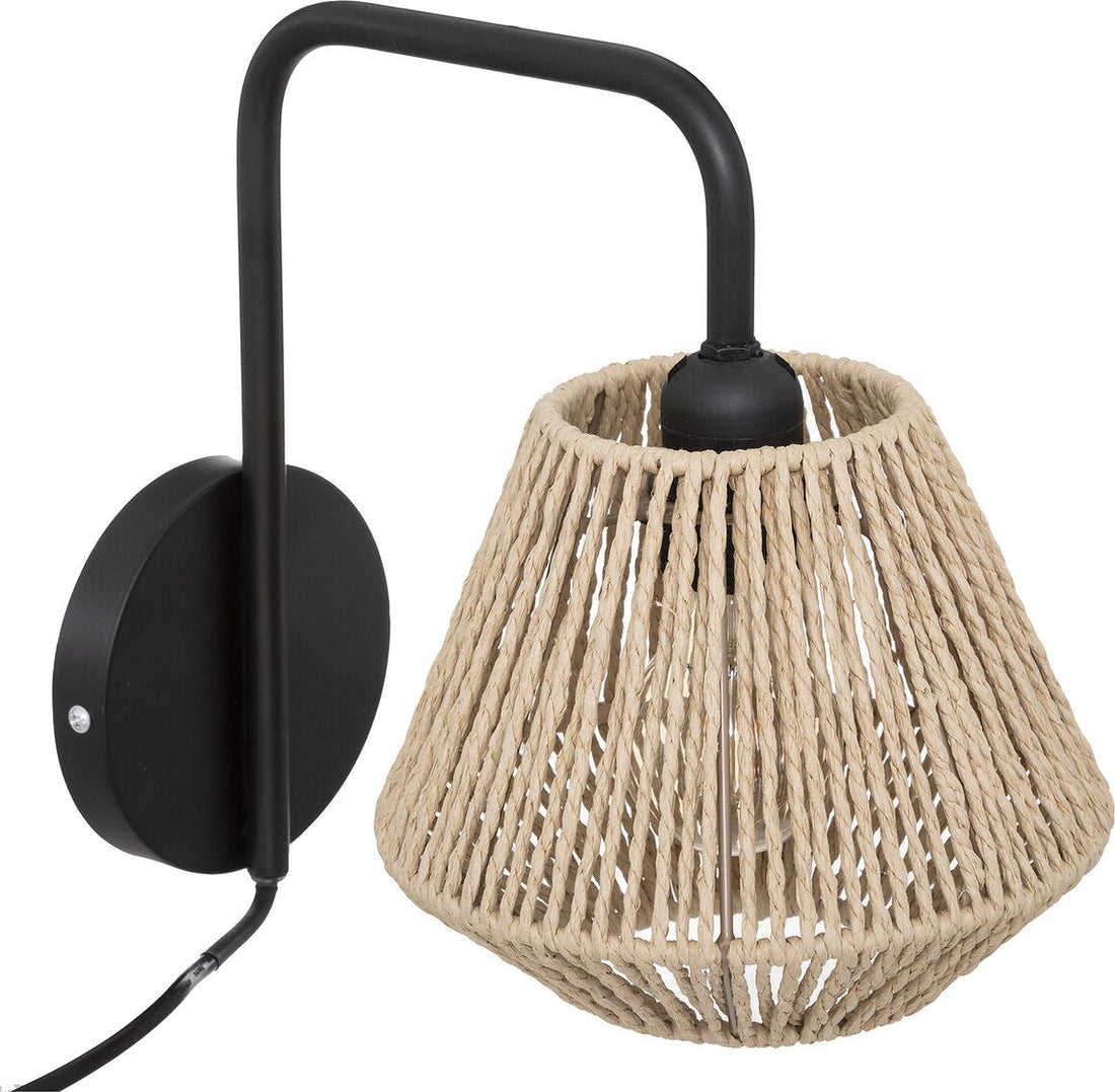 Atmosphera wandlamp Jily – kap van gevlochten papierkoord, metaal, E27