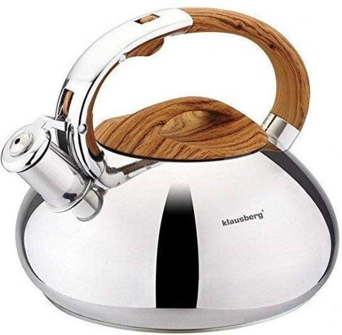 Kinghoff 3274 - Bouilloire sifflante - Acier inoxydable - 3 litres - Manche en bois