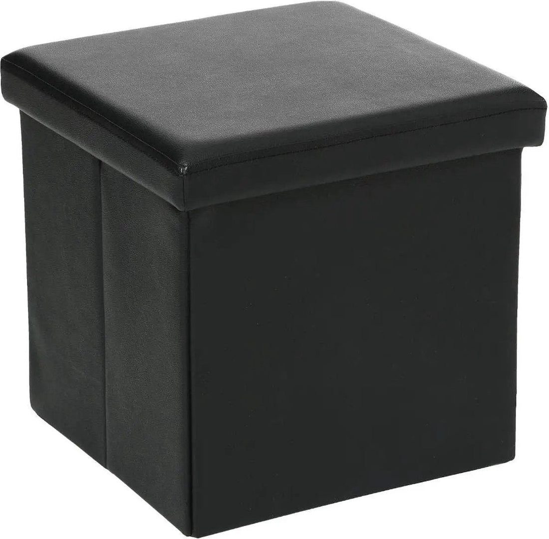 Atmosphera poef met opbergruimte zwart – opvouwbare hocker, 38 x 38 cm