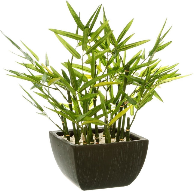 Atmosphera kunstbamboe in pot – kunstplant groen/zwart, 36 x 36 x 35 cm