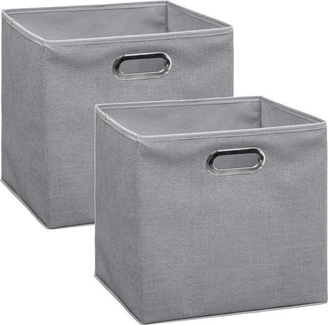 5Five opbergmanden grijs, set van 2 – linnen kastmand 31 cm, 29 liter