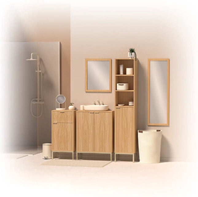 5Five Miroir de maquillage avec support - 18 x 26 cm - métal - blanc ivoire - salle de bain / coiffeuse - rotatif