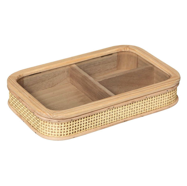 Juwelenbox van rotan en MDF – sieraden opberger, 28 x 18 cm
