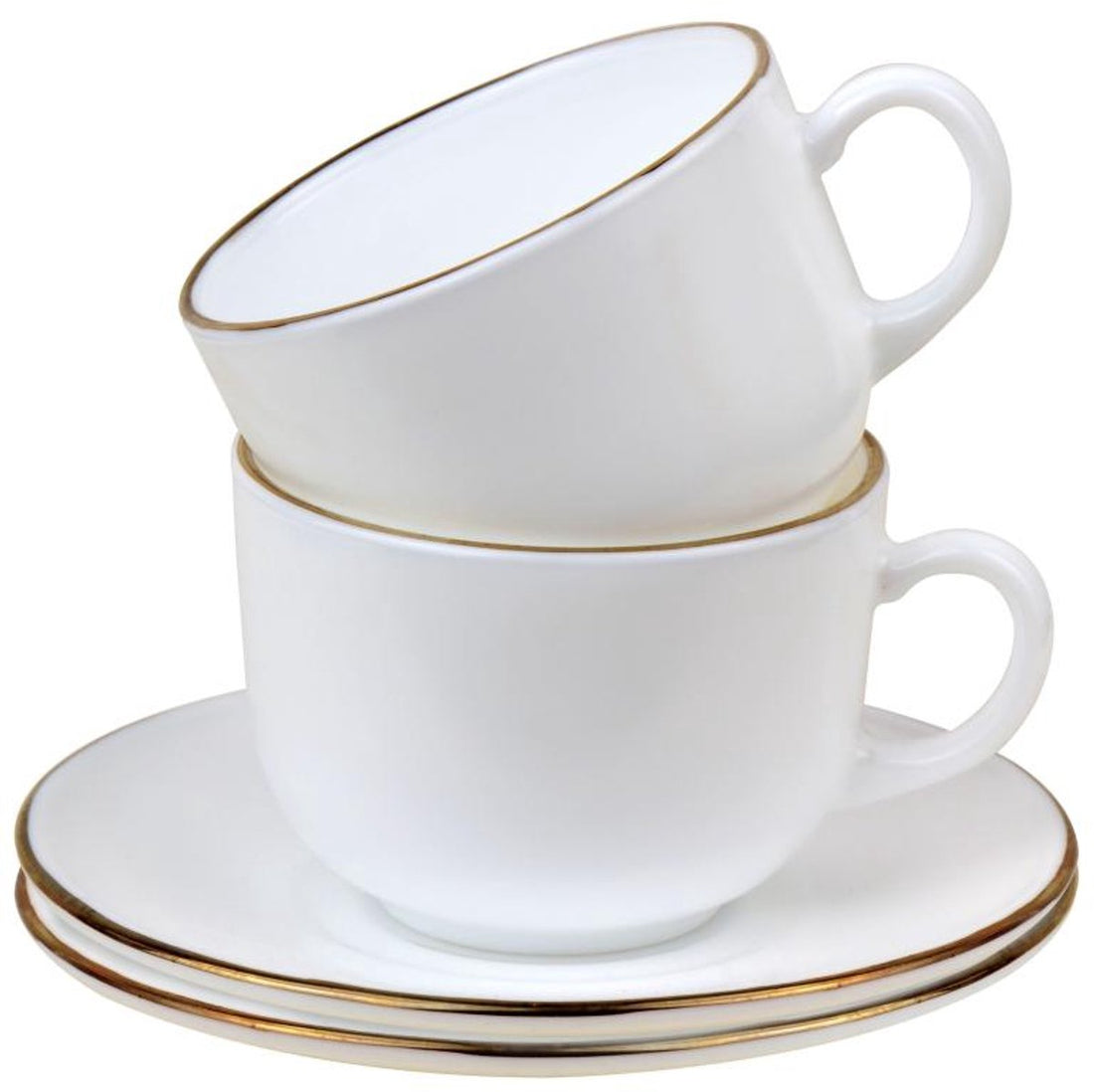 KingHoff kop en schotel set 12-delig – koffiekopjes met gouden rand, 210 ml – foto 2