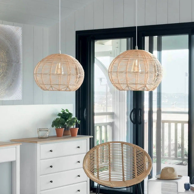 Atmosphera Kita rotan hanglamp rond, beige – bolvormige kap, Ø 38 cm – foto 2