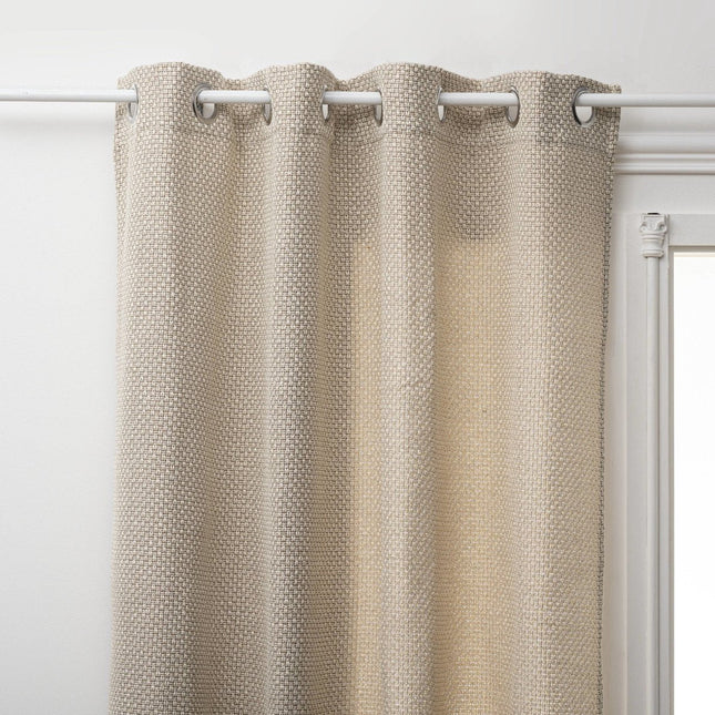 Atmosphera gordijn linnenlook bruin – met ringen, polyester, 140 x 260 cm