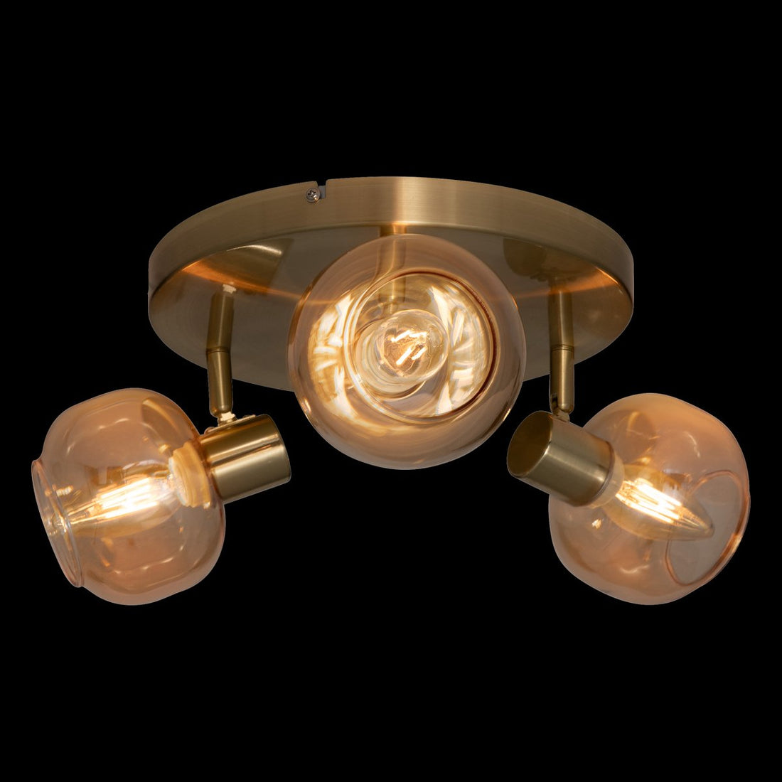 Atmosphera Pilia plafondlamp met 3 draaibare spots – goud/amber, Ø 25 cm