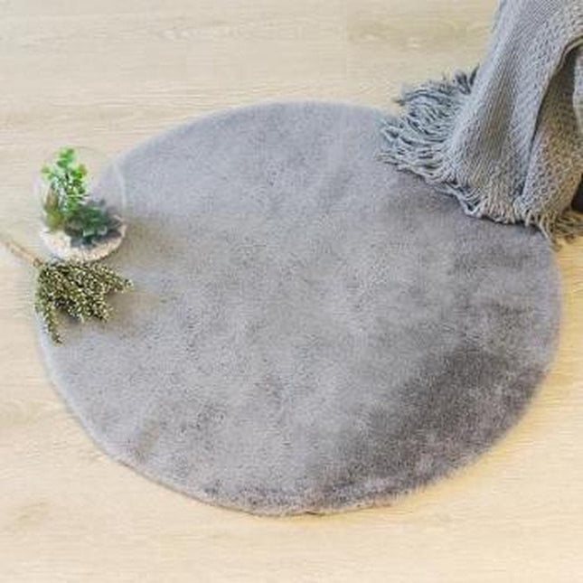 Atmosphera rond vloerkleed grijs – kunstbont, extra zacht, Ø 80 cm