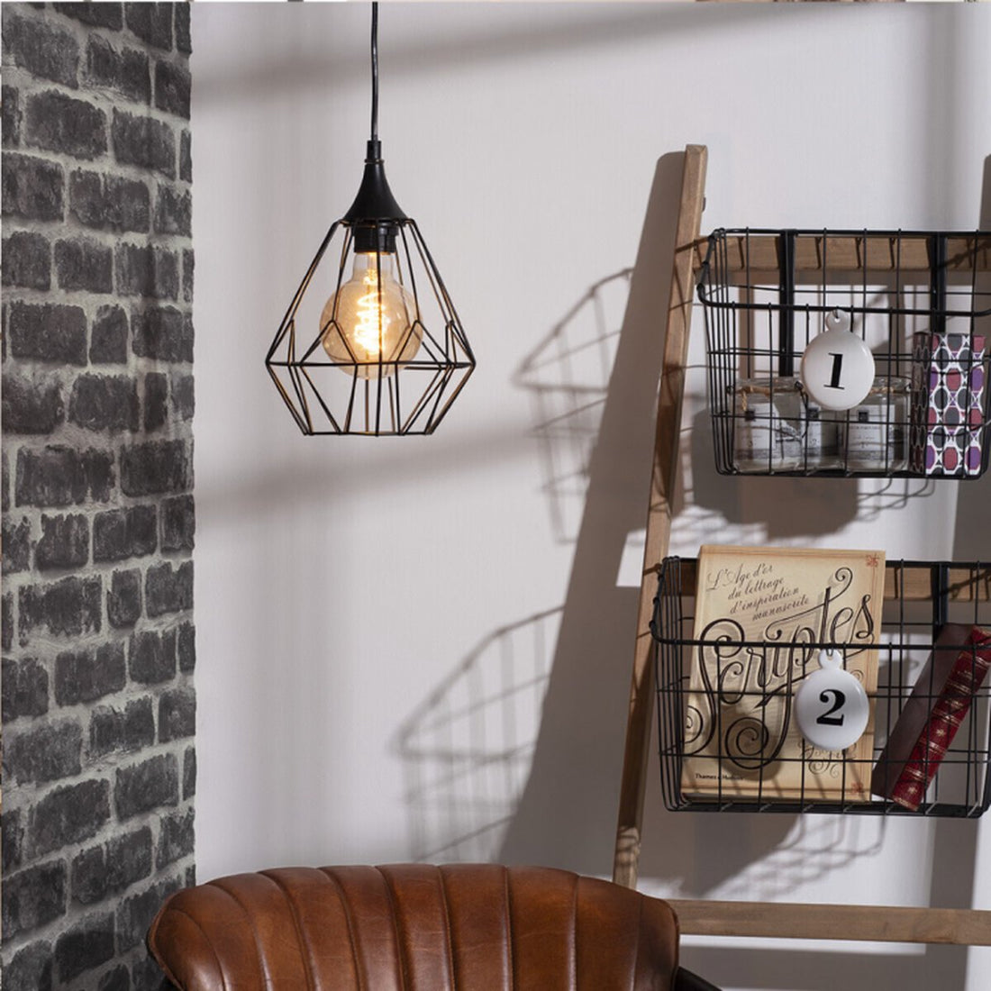 Atmosphera hanglamp Drim – zwarte metalen draadlamp, Ø 25 cm, E27 – foto 3