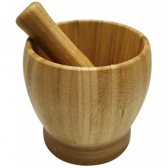 Kinghoff bamboe vijzel met stamper – voor kruiden en pesto, Ø 11,5 cm