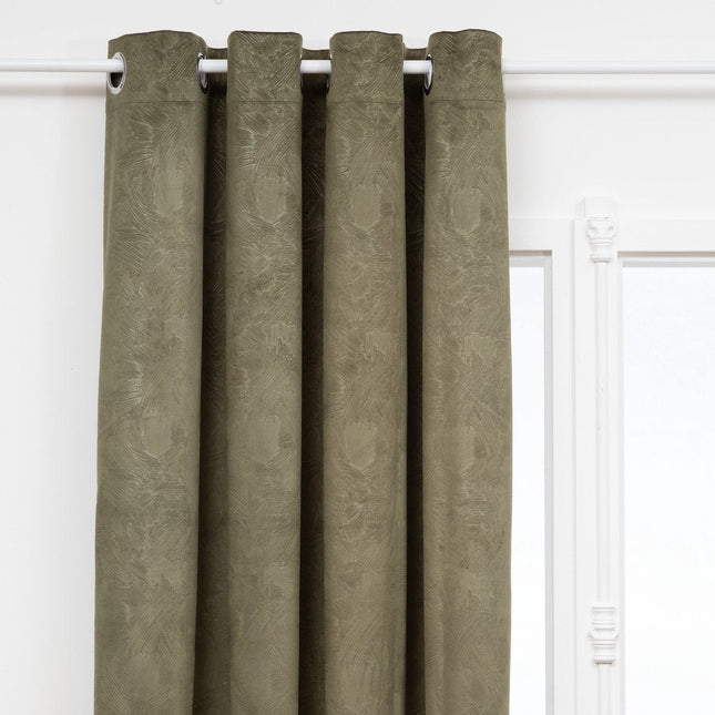 Atmosphera Fujo fluwelen verduisteringsgordijn – kakigroen, 135 x 260 cm