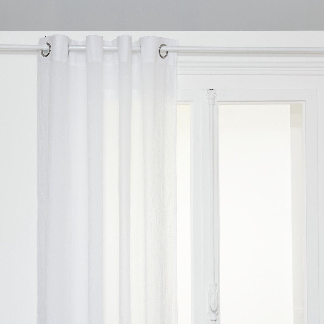 Atmosphera Paxta gordijn wit, transparant – met ringen, 130 x 240 cm – foto 2