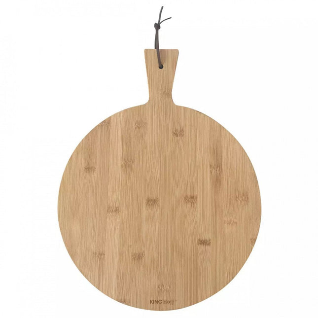 Kinghoff pizza serveerplank van bamboe – Ø 35 cm met handvat, KH-1674