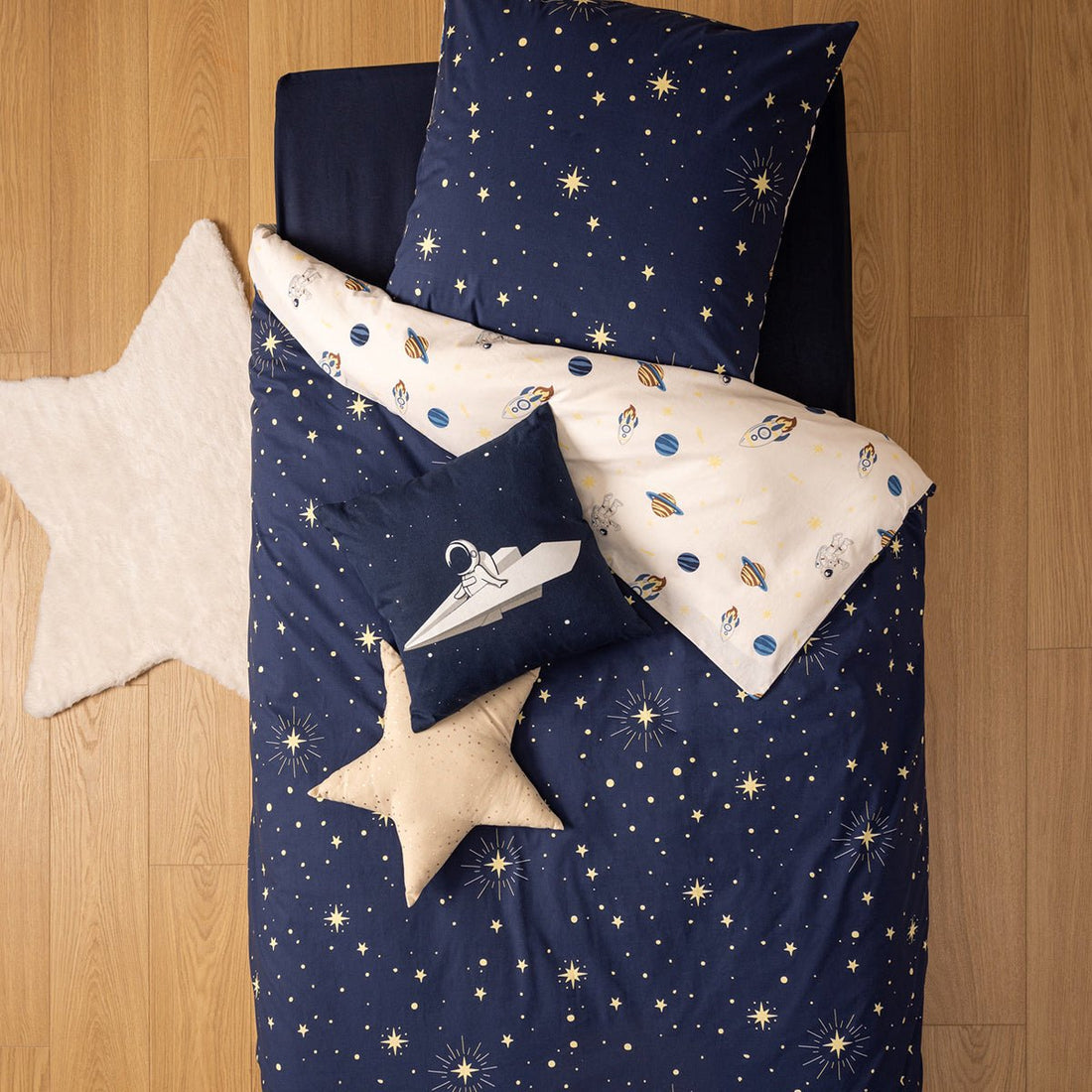 Atmosphera Kids Housse de couette Espace - 140x200cm - Coton - Multi
