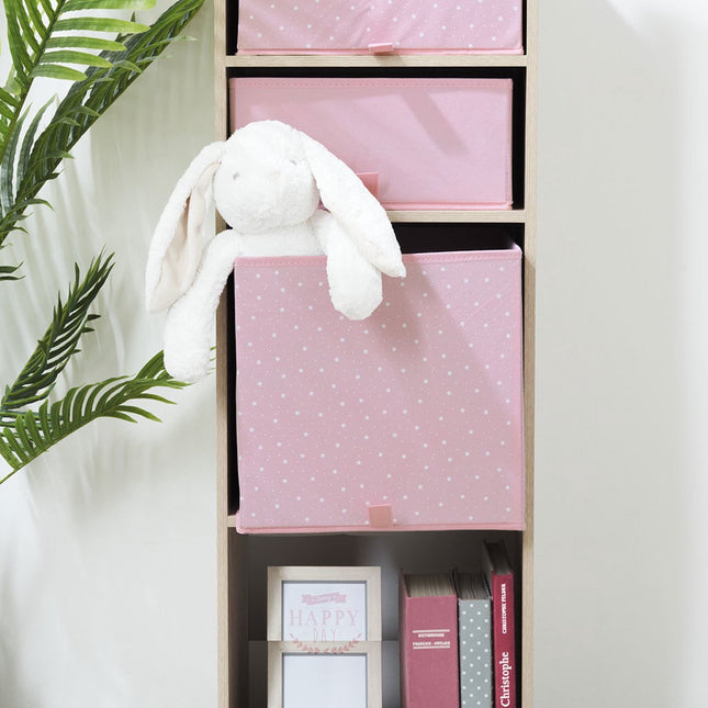 Opbergdoos vierkant met sterren, roze – opvouwbaar, 29 x 29 x 29 cm