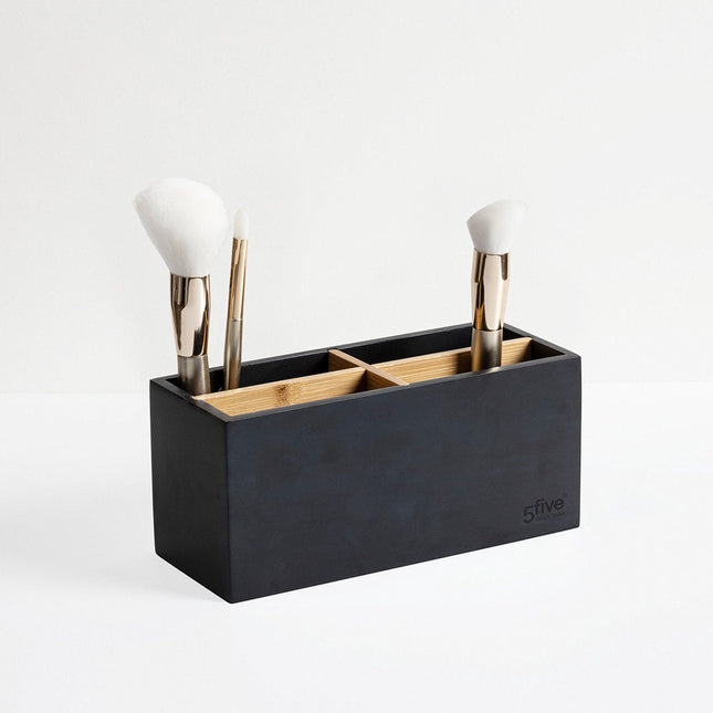 5Five organizer met 4 vakken – bamboe en zwart, 21 x 8 x 9 cm