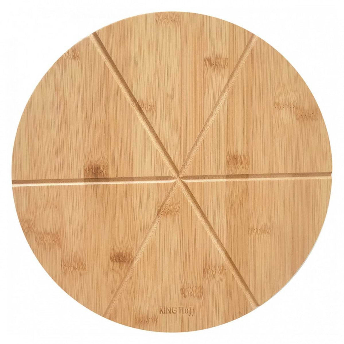Kinghoff houten pizzaplank Ø 35 cm – pizzabord met groeven voor 6 punten