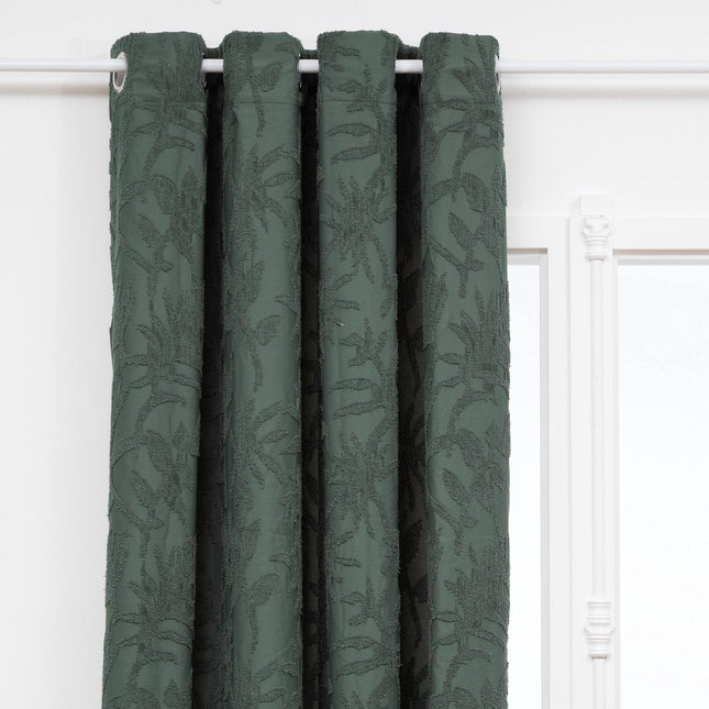 Jacquard gordijn Willow van Atmosphera – kakigroen met bladpatroon, 135 x 260 cm