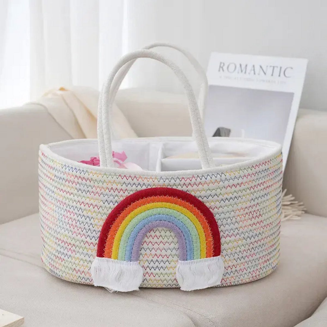 Baby luiermand organizer voor de commode – opbergmand met 3 vakken