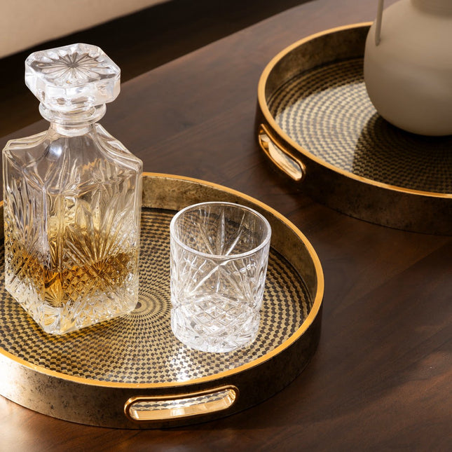 Atmosphera dienbladen / plateaus goud, set van 2 – Ø 31 en 35 cm