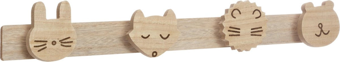 Atmosphera kinderkapstok wilde dieren – hout, 4 dierenkoppen, 55 cm