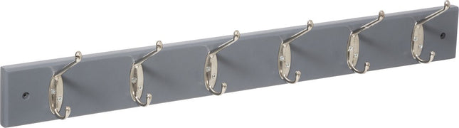 5Five kapstok voor aan de wand – grijs, 6 haken, MDF en metaal, 58 x 9 cm