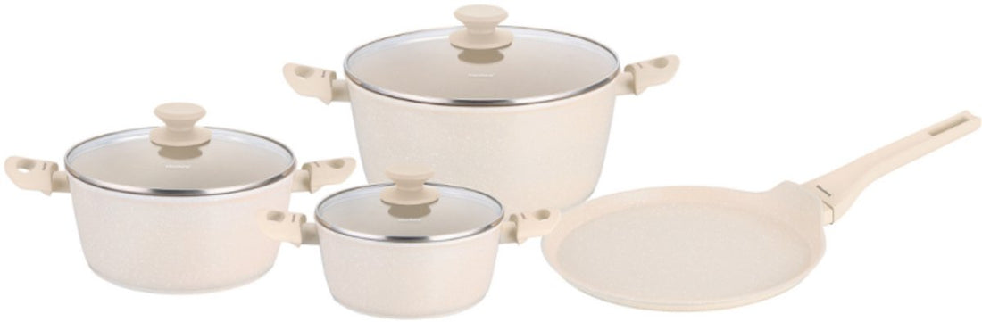 Klausberg KB-7963 pannenset 7-delig beige – marmeren antiaanbaklaag, inductie – foto 2