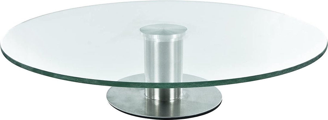 Draaibaar Taartplateau Met Voet |Glas/RVS|Ø 30cm